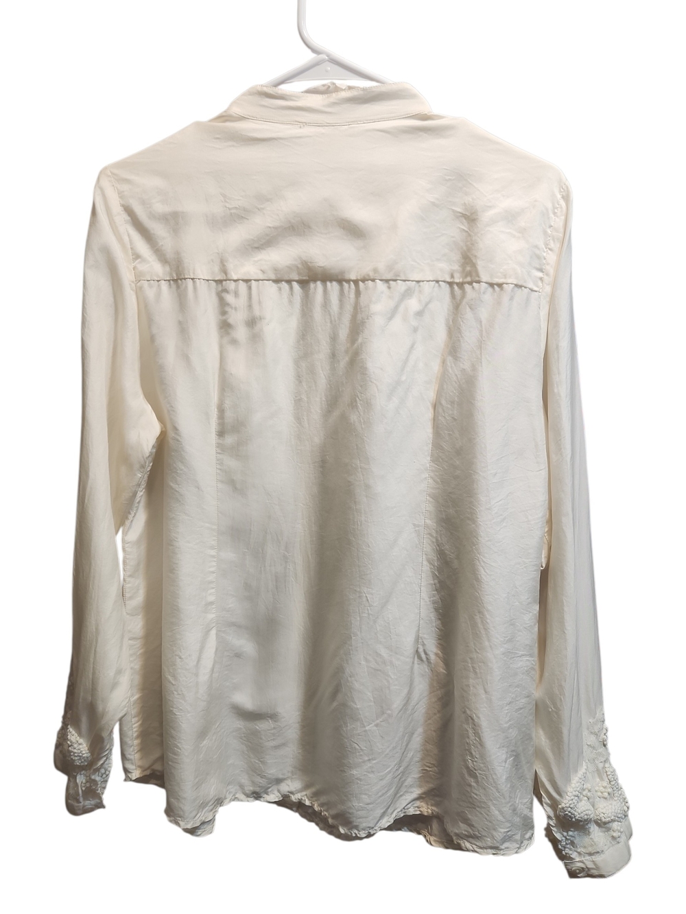Sundance Ivory Beaded Pintuck Button-Down Blouse Sz12 - Picture 2 of 15